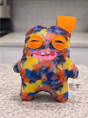 Fuggler Funny Ugly Monster Plush Multicolor Tie Dye Orange Eyes Toothy Doll